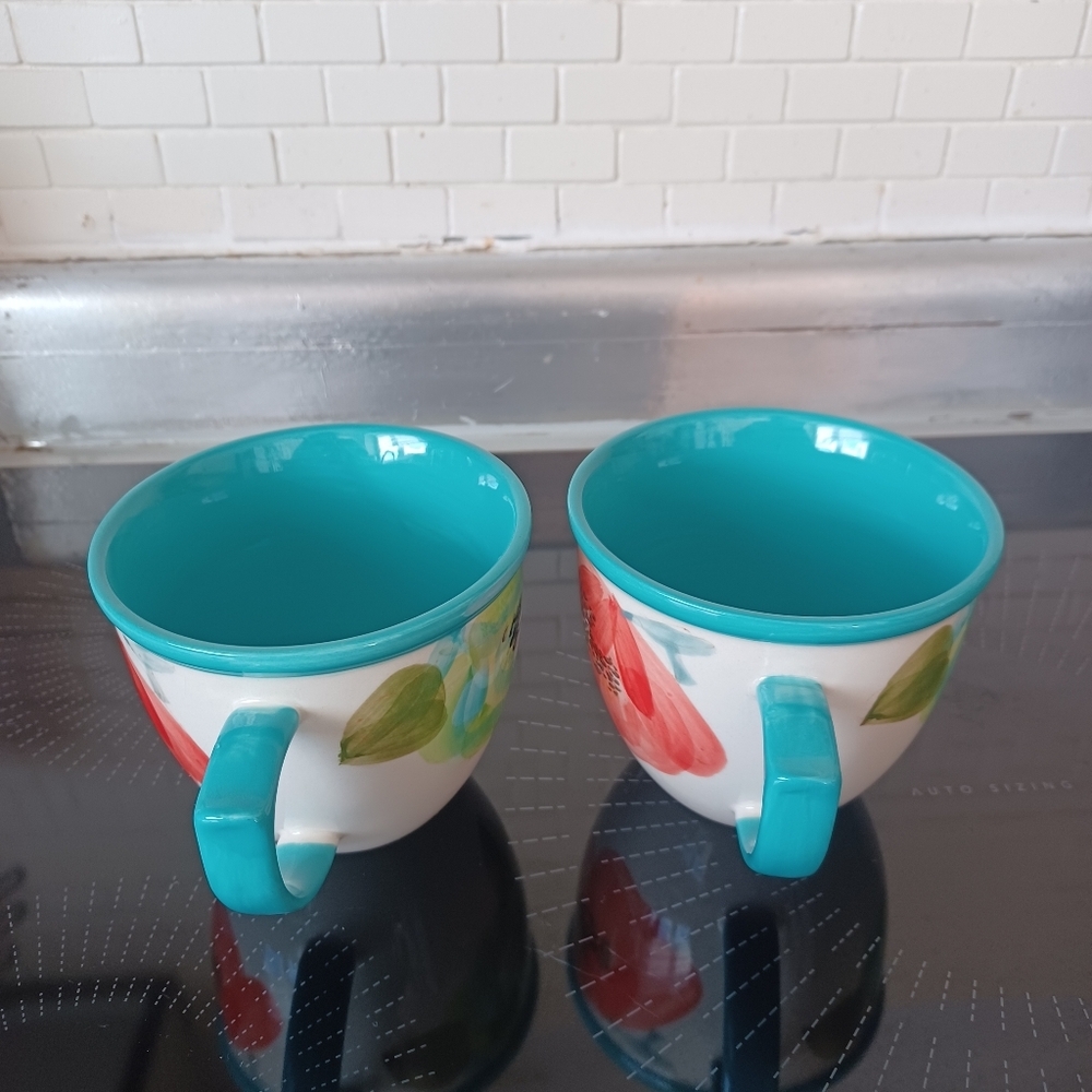 The Pioneer Woman Vintage Bloom Floral Ceramic Mug Cup Farmhouse Boho Lot Of 2 - Picture 2 of 10